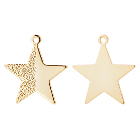 20Pcs Brass Pendants, Long-Lasting Plated, Textured, Star