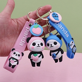 Porte-clés panda en silicone pour femme, pendentif de sac de charme de voiture