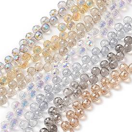 Transparent Glass Beads Strands, Top Drilled, Faceted(96 Facets), Round