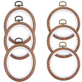 6 шт. 2 стили пластиковые пяльцы для вышивки крестом, имитация дерева, аксессуары для швейных инструментов, кольцо и овальные