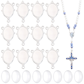 DIY Oval Chandelier Component Links Making Kit, Inclduing 304 Stainless Steel Cabochon Connector Settings, Oval Glass Cabochons