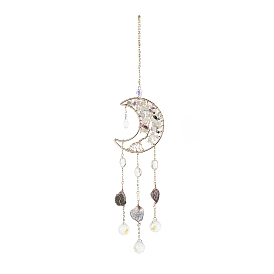 Луна из бисера из натурального флюорита с деревом жизни, висящие ловцы солнца, со стеклянной слезой, с железной фурнитурой