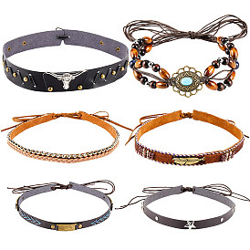 6шт 6 стили искусственная кожа юго-западный ковбойская шляпа ремень, накладная тесьма для шляпных аксессуаров