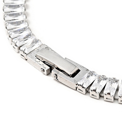 Clear Cubic Zirconia Tennis Bracelet, 304 Stainless Steel Chain Bracelet for Women