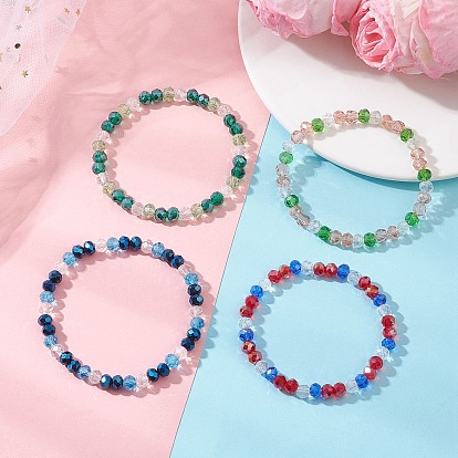 Эластичный браслет из гальванизированных стеклянных бусин для женщин, рондель