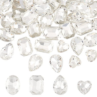 64 шт. 4 стиль стеклянные кабошоны со стразами, задние и задние, прямоугольник и капля, сердце и овал