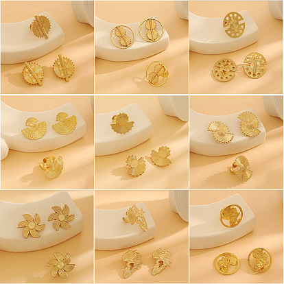 Серьги-гвоздики и кольца-манжеты из сплава, золотые