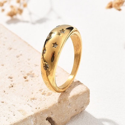 Звезда 304 перстни из нержавеющей стали со стразами, ионное покрытие (ip)