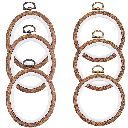 6 шт. 2 стили пластиковые пяльцы для вышивки крестом, имитация дерева, аксессуары для швейных инструментов, кольцо и овальные