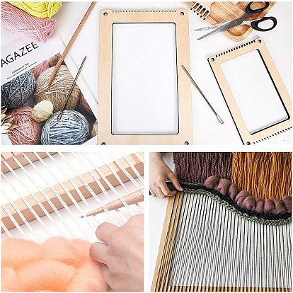 DIY Wooden Knitting Loom Kits, with Iron Needle & Fork & Stick