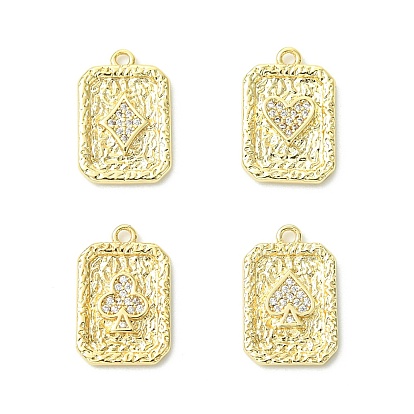 8 шт 4 стили латунные подвески из микропаве с фианитом, прелести игральных карт