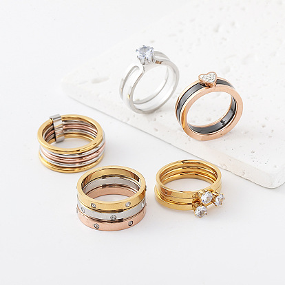 304 Stainless Steel Finger Rings for Women, Stackable Rings
