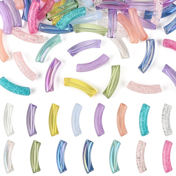 150 шт. 15 стили разноцветные переливающиеся акриловые бусины, изогнутая трубка