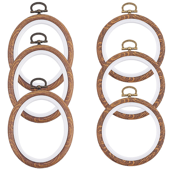 6 шт. 2 стили пластиковые пяльцы для вышивки крестом, имитация дерева, аксессуары для швейных инструментов, кольцо и овальные