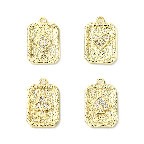 8 шт 4 стили латунные подвески из микропаве с фианитом, прелести игральных карт