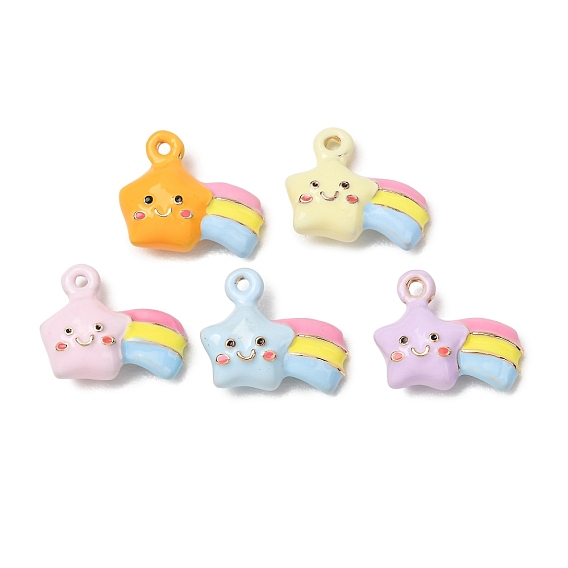 Alloy Enamel Pendants, Star Charms