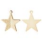 20Pcs Brass Pendants, Long-Lasting Plated, Textured, Star