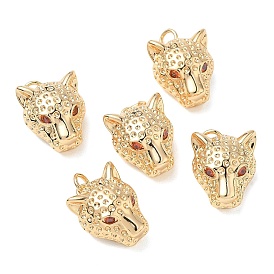 SHEGRACE Brass Cubic Zirconia Pendants, Leopard Charms, Cadmium Free & Lead Free & Nickel Free