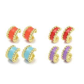 Brass with Enamel Cuff Earrings, for Women, Real 18K Gold Plated