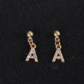 Fashionable Diamond Stud Earrings with Capital Letters - Creative and Minimalist Jewelry.