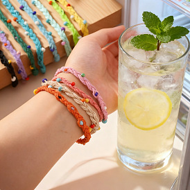 Стеклянные бусины плетеные браслеты из бисера, Браслеты из плетеного волоконного шнура для женщин, рондель