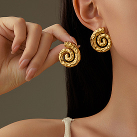 304 серьги-гвоздики из нержавеющей стали для женщин, спираль