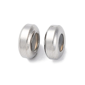 201 из нержавеющей стали бусы, с резиной внутри, ползунки, плоско-круглые, анти-тускнение