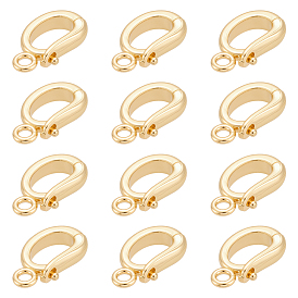 12Pcs Brass Micro Pave Cubic Zirconia Pendants Bails, Lead Free & Cadmium Free, Long-Lasting Plated, Rack Plating