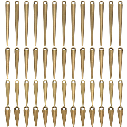 80Pcs 4 Styles Tibetan Style Alloy Pendants, Cone Charms