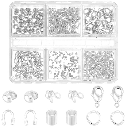 DIY Findings Kits, including Brass Wire Guardian & Spacer Beads & Bead Tips Knot Covers & Brass Crimp Beads Covers & Jump Rings & Lobster Claw Clasps