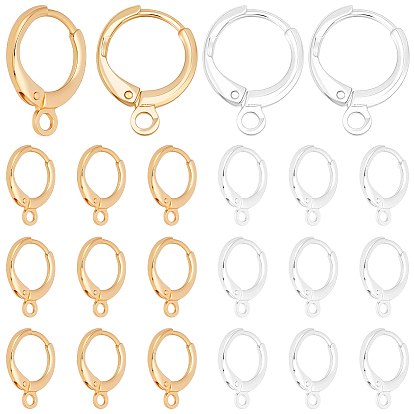 40 шт. 2 цвета латунные серьги-кольца Huggie, с горизонтальной петлей, без никеля 