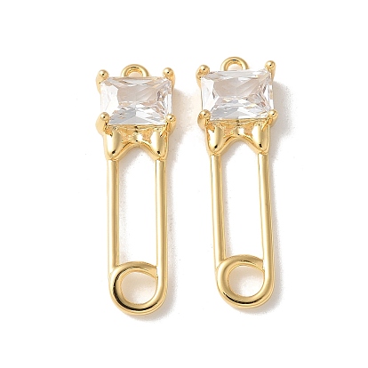 Латунные микропаве прозрачные подвески с фианитом, подвески-скрепки, с эмалью, без кадмия и без свинца, долговечный, стойки покрытие