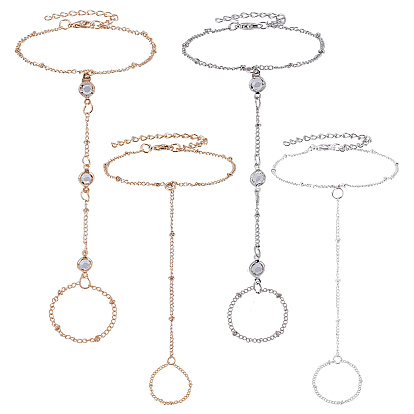 8 шт. 4 стили сплава спутниковые цепи браслеты кольца для женщин