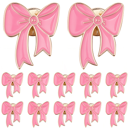 12шт. эмалированные значки в виде бантиков, Задняя часть булавки из цинкового сплава для рюкзака, золотой свет