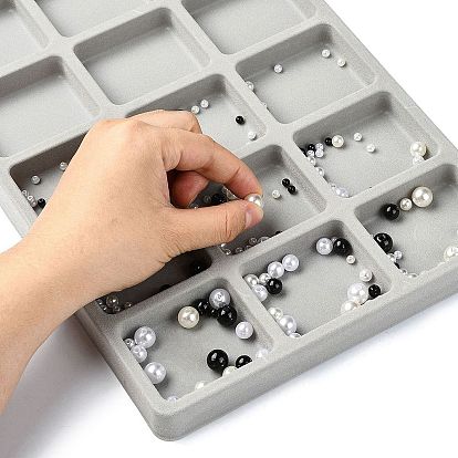 18 Grids Flocking PE Bead Design Boards, DIY Beading Jewelry Making Tray, Rectangle