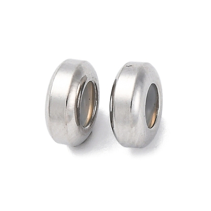 201 из нержавеющей стали бусы, с резиной внутри, ползунки, плоско-круглые, анти-тускнение