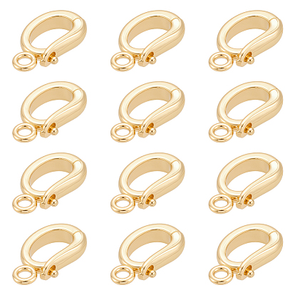 12Pcs Brass Micro Pave Cubic Zirconia Pendants Bails, Lead Free & Cadmium Free, Long-Lasting Plated, Rack Plating