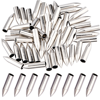 50Pcs Stainless Steel Cord End, Bullet Shape
