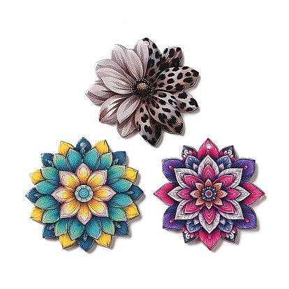 Printed Acrylic Pendants, Flower Charms