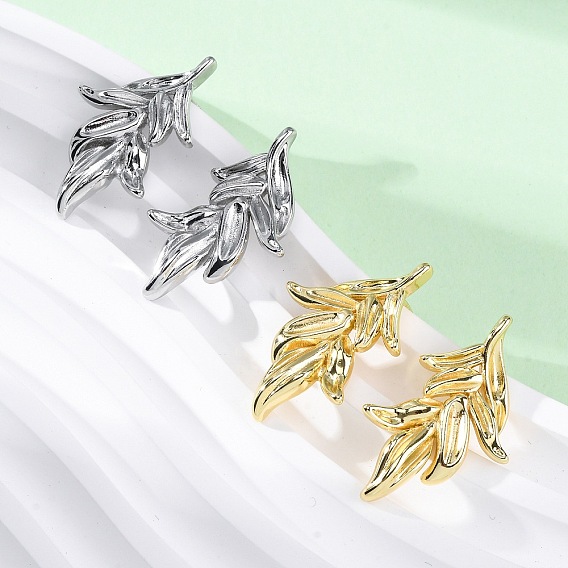 Серьги-гвоздики из латуни в форме листа, без свинца и без кадмия, долговечный, стойки покрытие