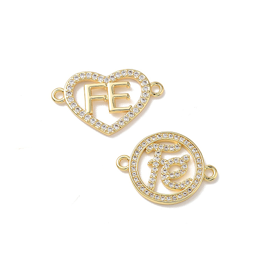 Латунные микропаве прозрачные кубические цирконии буква fe звенья соединительные подвески, реальный 18 k позолоченный, стойки покрытие, долговечный, без кадмия и без свинца