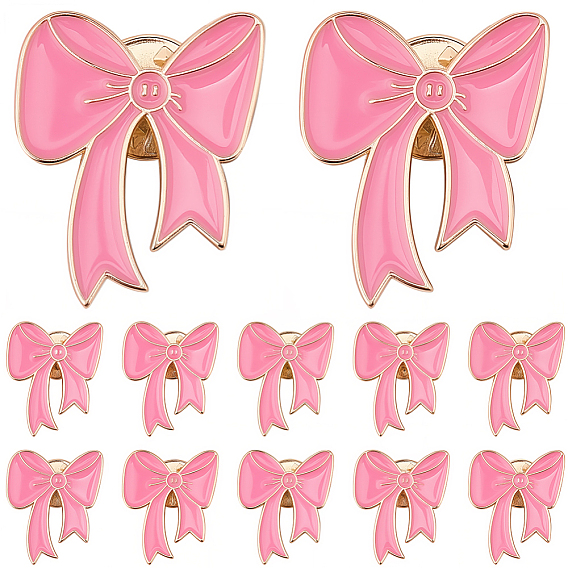 12шт. эмалированные значки в виде бантиков, Задняя часть булавки из цинкового сплава для рюкзака, золотой свет