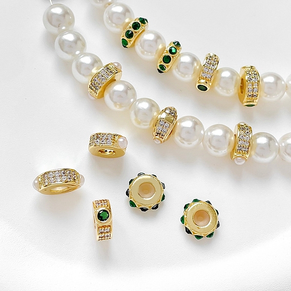 Латунные микро проложить кубического циркония бусы, реальный 18 k позолоченный