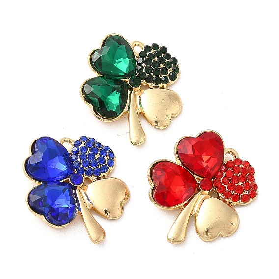 Стойки подвески обшивки сплава, горный хрусталь и стекло, клевер очарование, золотые