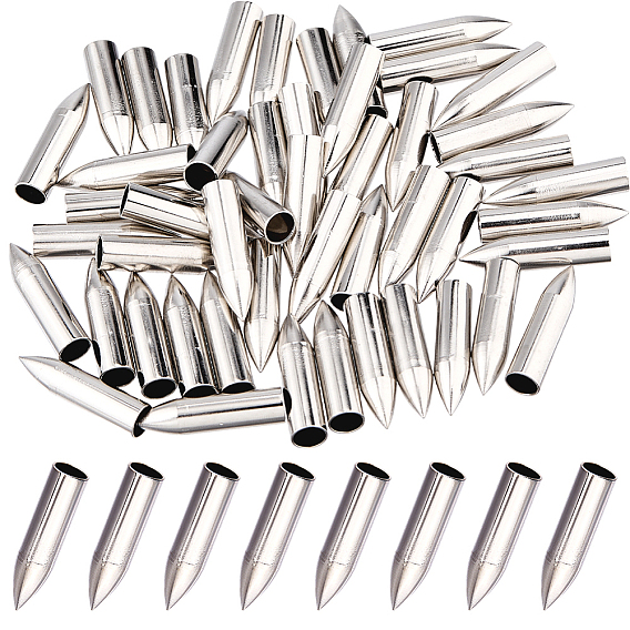 50Pcs Stainless Steel Cord End, Bullet Shape