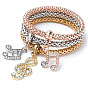 Sparkling Music Note Charm Popcorn Chain Bracelet Set for Women
