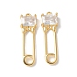 Латунные микропаве прозрачные подвески с фианитом, подвески-скрепки, с эмалью, без кадмия и без свинца, долговечный, стойки покрытие