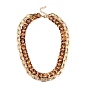Double Layer Necklaces, with Transparent Acrylic Curb Chains & Aluminum Cable Chains, 304 Stainless Steel Lobster Claw Clasps