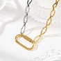 Duo Tone 304 Stainless Steel Hollow Cross Link Chain Necklaces for Women, with 304 Stainless Steel Locking Carabiners