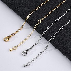 Латунные цепочки Фигаро ожерелья для женщин, 304 из нержавеющей стали застежкой омар, стойки покрытие, без свинца и без кадмия, долговечный